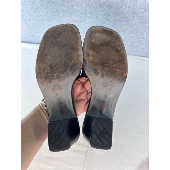 Donald J Pliner Women's sz 7.5 N Ronny Black Leather Slip On Square Toe 90s Y2K - Picture 8 of 11